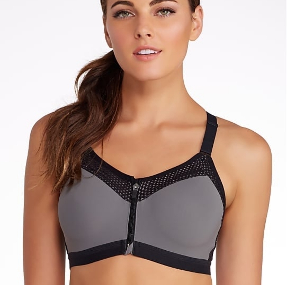 𝅺wacoal Front Zip Underwire Sports Bra NWT 30C